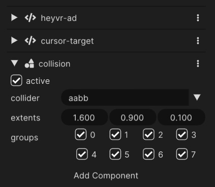 Configuring the Collider Component